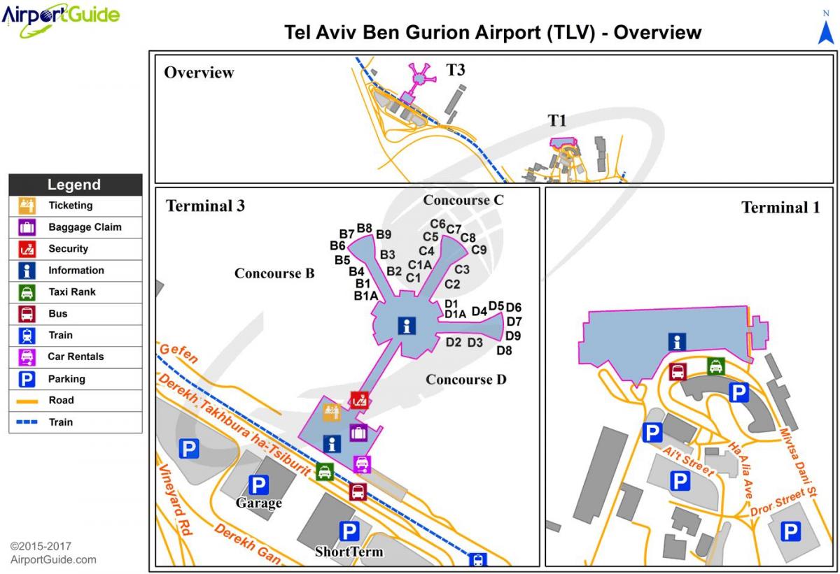 ben gurion airport terminal 1 ukázat mapu