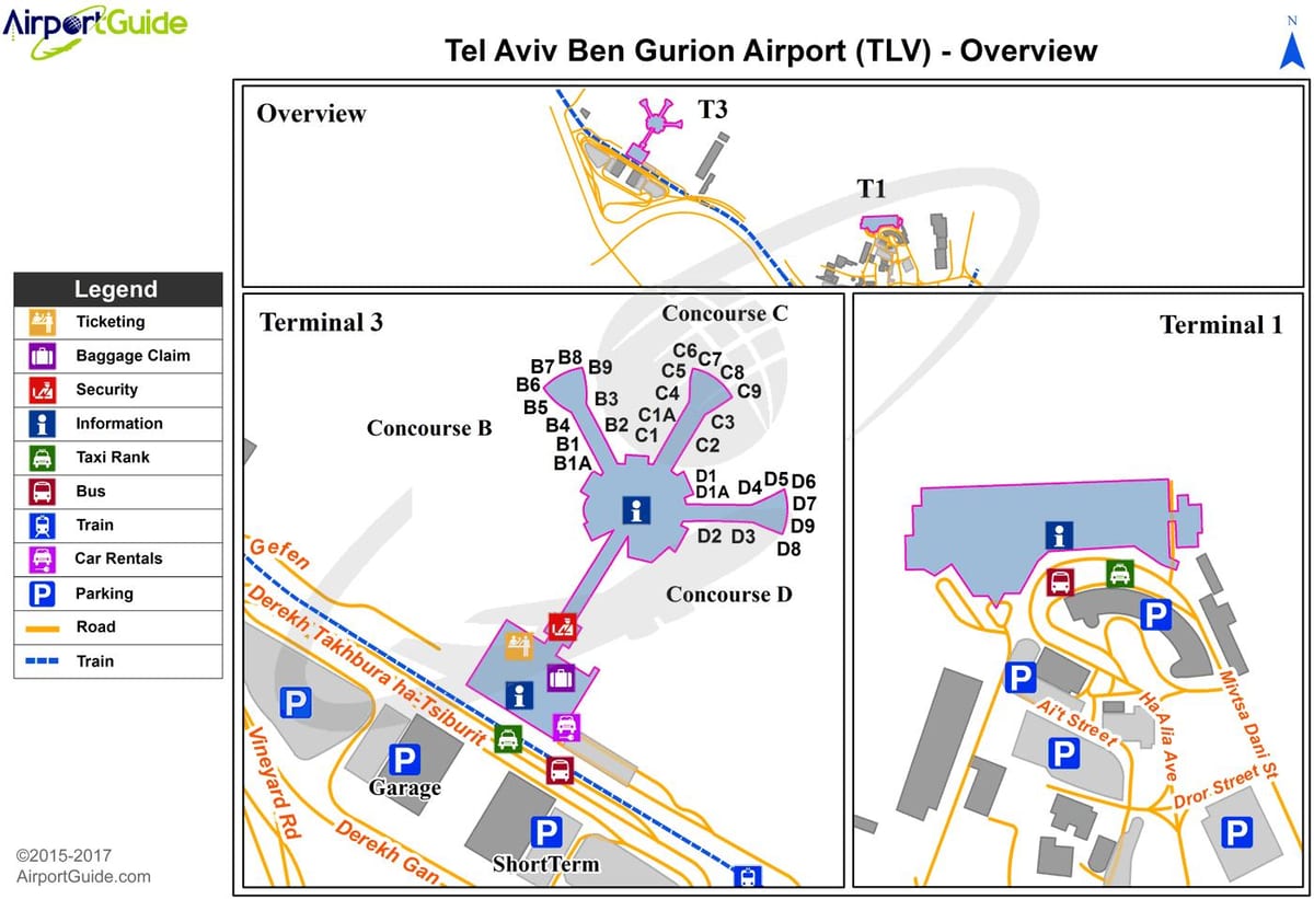 ben gurion airport terminal 3 mapa