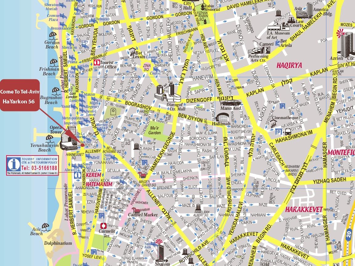 mapa Tel Aviv pěší výlet