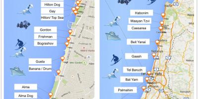 Mapa Tel Avivu pláže