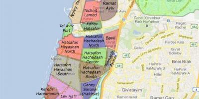 Tel Aviv čtvrtí mapě